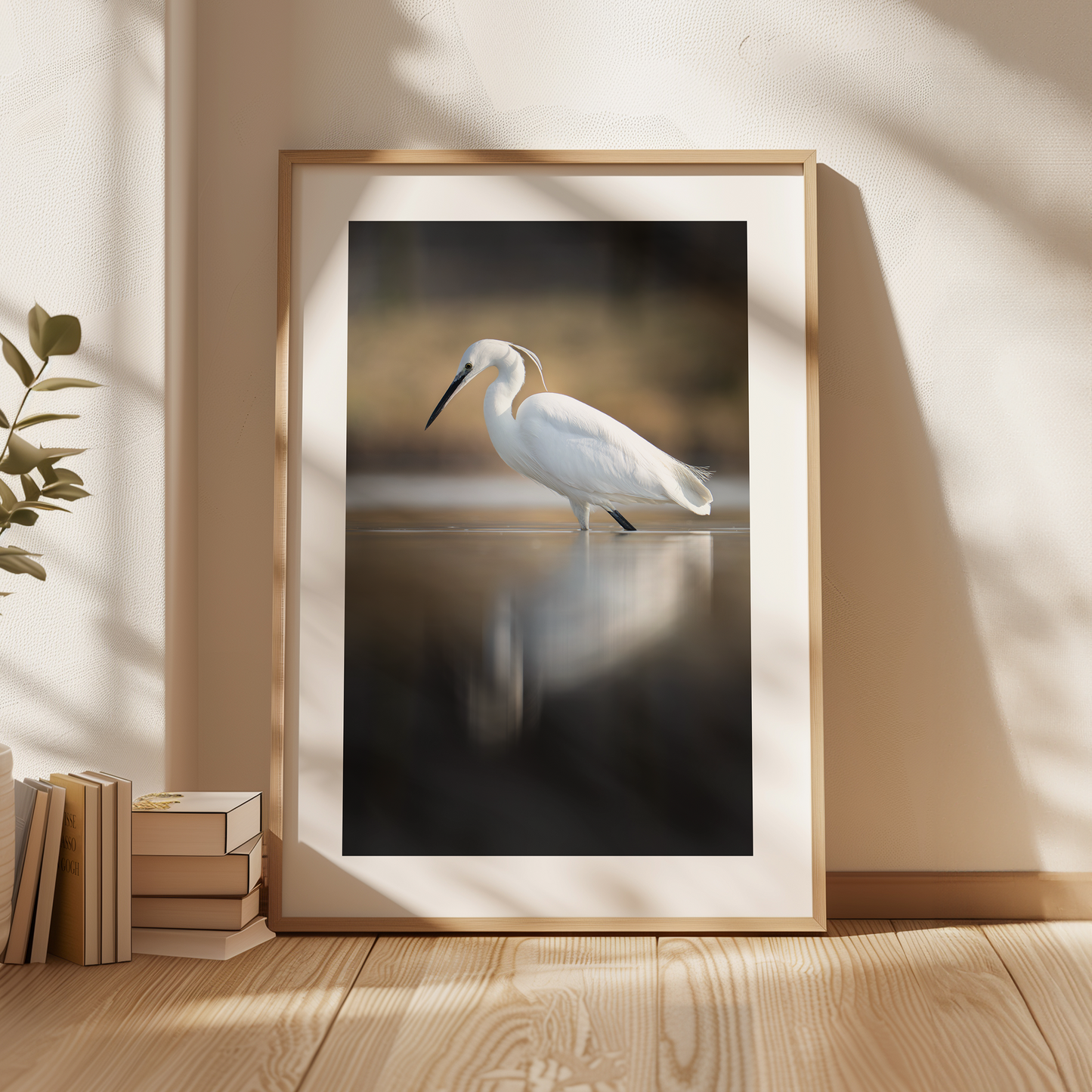 Print 'Kleine zilverreiger vangt zijn vis - portret'