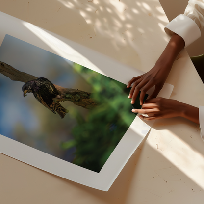 Print 'Spreeuw eet zijn maaltijd - portret'