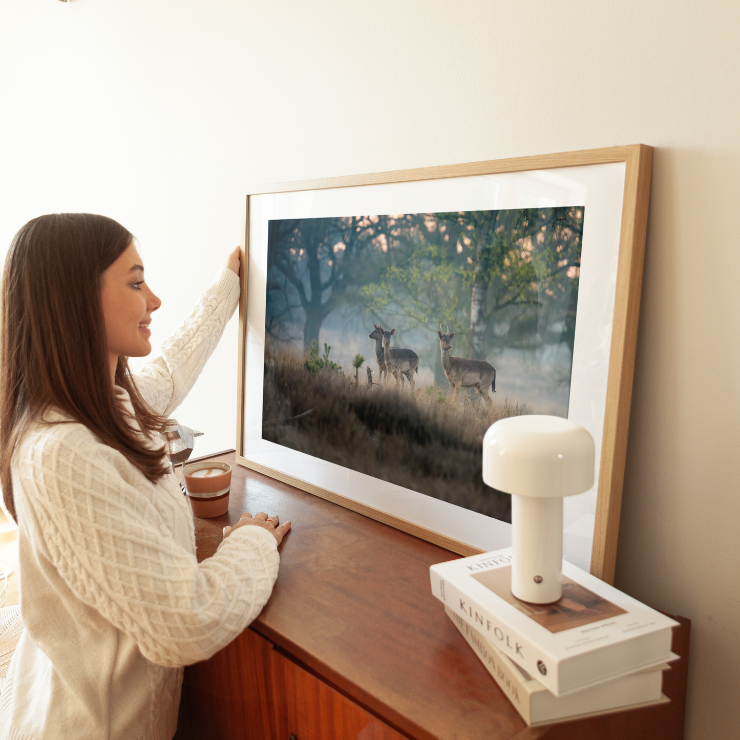 Print 'Reeën in het ochtendlicht'